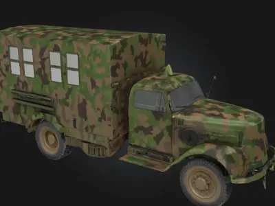Camouflage Transporter  Concealed Military Vehicle Model 3D model