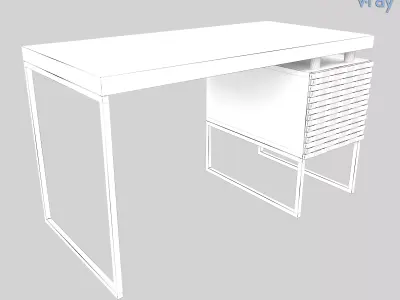 Modern Wavy Cover Wooden Luxury Desk 3D model