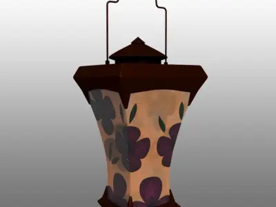Painted-flowers Paper Lantern 3D model