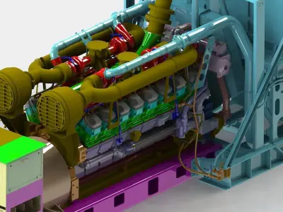 Giant generator diesel engine Free 3D model