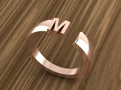 Alphabet Ring M 3D print model