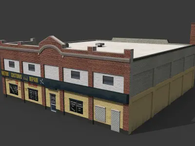 Car Repair Workshop Low-poly 3D model