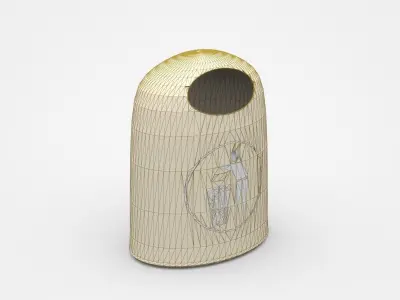 Yellow Trash Bin 3D model