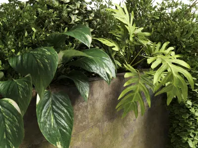 collection outdoor plant 21 concrete old vase bax pot Low-poly 3D model