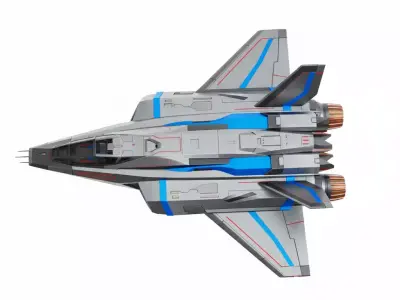 Futuristic Stealth Interceptor Low-poly 3D model