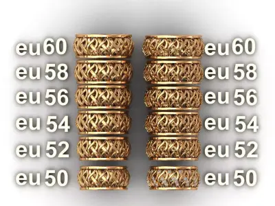Luxury Braided Gold Wedding Ring Set His Hers EU 50-60 Free 3D print model