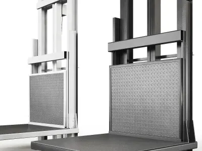 lift-elevator pair of silver lifts 3D model