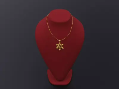 Golden Snowflake Pendant 3D model