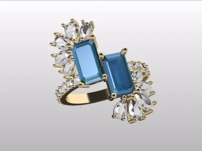 bypass emerald modern jewelry 3D print model