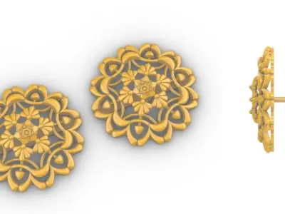 Floral Mandala Pendant Set With Ring 3D print model
