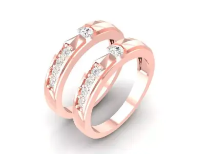 Elegant Triple Row Diamond Ring for Women 117 3D print model