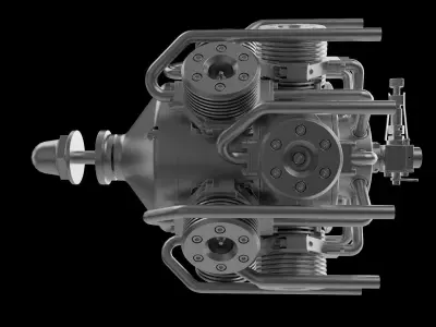 10-cylinder dual-row engine 3D print model