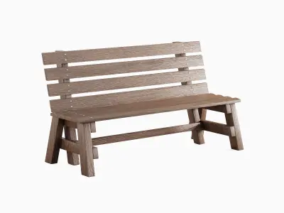 Wooden Outdoor Bench Set 3D model