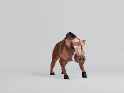 Polygonal Warthog Low-poly 3D model