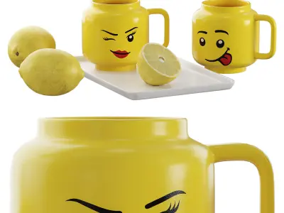 Silly and Winking girl Large Ceramic Mug by Lego 3D model