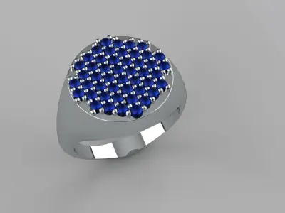 Diamond Signet Ring Gold Silver Platinum Luxury Jewelry 3D print model