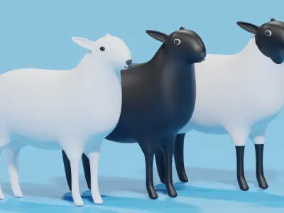 Cartoon Cute Sheep 3D model
