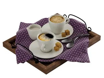 Coffee cup decor set 03 3D model