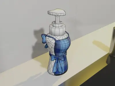 Feminine Soap dispenser With Apron Ornament  Low-poly 3D model