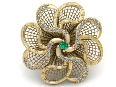 floral ring design 3D printable model   3D print model