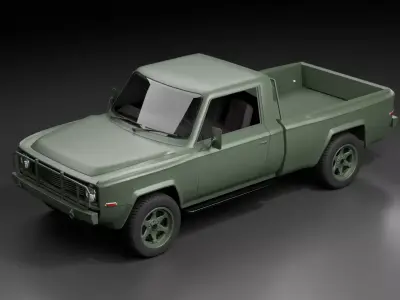 70s Military pickup truck V1 Low-poly 3D model