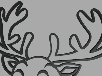 Reindeer Wall Silhouette 01 3D print model