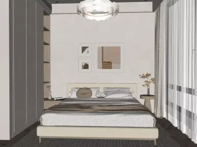  Modern cozy bedroom interior scene 3D model