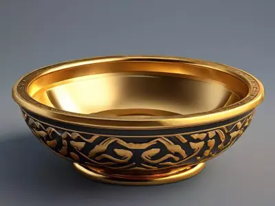 Ornate Gold and Black Bowl Low-poly 3D model