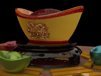 Chinese gold Ingot    3D model