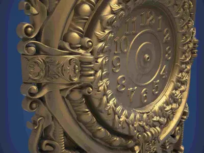 Carved clock for 3D printing and CNC 3D print model shop