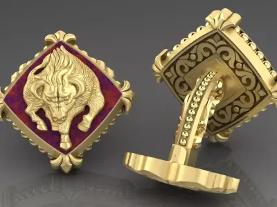 Zodiac signs Cufflinks Calf 3D print model