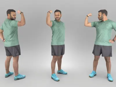 Young man showing his biceps 356 Low-poly 3D model