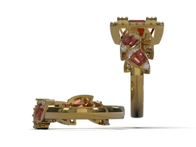 3D File of Luxurious Ring and Ring Back Set wr0133 3D print model