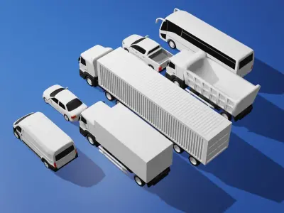 Vehicle pack for 3D isometric explainer videos 3D model