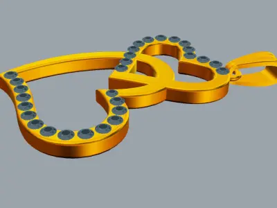 hearths gift pendant  with stones 3D print model