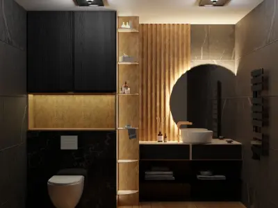 Black Bathroom 3D model