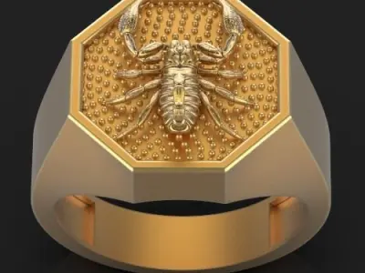 scorpion ring Silver Gold  Print 3D print model