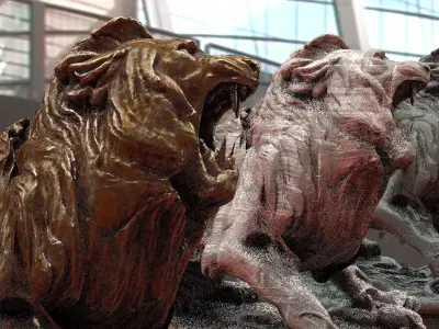 Lion Statue Head up roaring 3D model