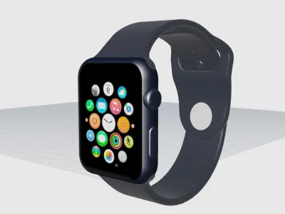 Dark Black Apple Watch Series 3 3D Model 3D print model