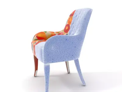 Colorful Floral Patterned Chair Model Pack Low-poly 3D model