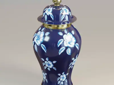  Floral ginger jar Low-poly 3D model