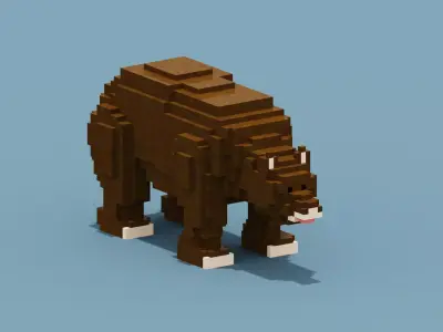 Voxel Bear Low-poly 3D model
