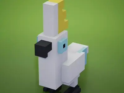 Voxel - Cockatoo Parrot Low-poly 3D model