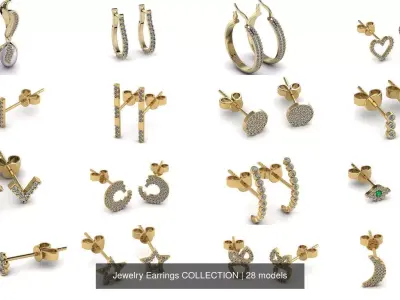 Jewelry Earrings COLLECTION 3D Model Pack