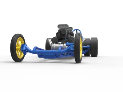Front engine 6 wheeled dragster Version 2 Scale 1 to 25 3D print model