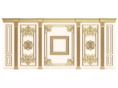 Boiserie Classic Wall with Mouldings 016 White Low-poly 3D model