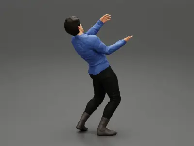 man standing and carrying a big box 3D print model