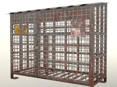 Gas Cylinder Cage Rusty Low-poly 3D model