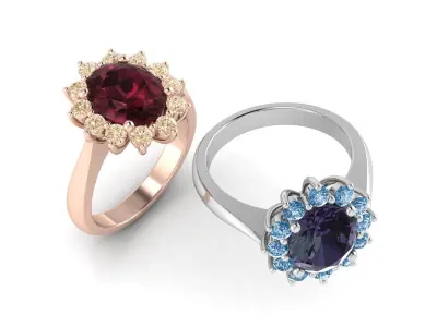 Halo ring luxury flower style  3D print model