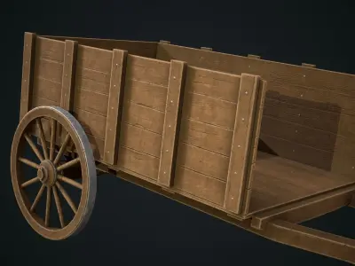 Wooden old Cart Low-poly 3D model